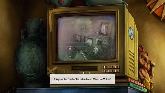 Napis na kasku, może pomóc w zidentyfikowaniu przestępcy. - George - Gallery II | Paryż | Broken Sword The Serpents Curse - Broken Sword: The Serpents Curse - poradnik do gry