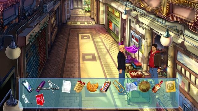 Jak widać Bassam ma dużo drobiazgów do zaoferowania. - George - Gallery, Bijous Apartment, Vera Security | Paryż - kolejna wizyta - Broken Sword: The Serpents Curse - poradnik do gry