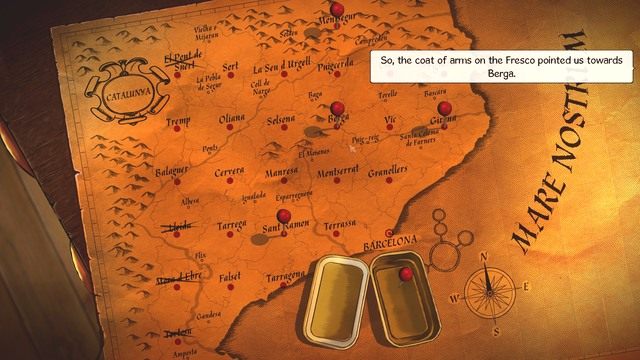 Okaże się, że Tabula Veritatis znajduje się w Montserrat. - George - Castell Great Hall; Castell Library | Castell dels Sants - Broken Sword: The Serpents Curse - poradnik do gry
