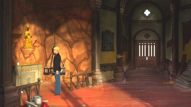 Kandelabr można opuścić, co zaraz uczynisz. - Nico,George - Santa Cova chapel | Montserrat | Broken Sword The Serpents Curse - Broken Sword: The Serpents Curse - poradnik do gry