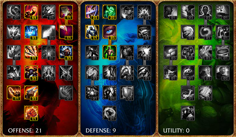 Jako ADC, Ashe czerpie najwięcej korzyści z drzewka ofensywnego, które zwiększa zadawanie przez nią obrażenia fizyczne - Specjalizacje/Masteries | Ashe | League of Legends - League of Legends - poradnik do gry