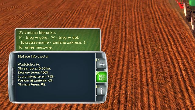 Informacje o polu na którym właśnie stoisz. - GPS, menu podręczne i pory roku | Elementy gry Symulator Farmy 2014 - Symulator Farmy 2014 - poradnik do gry