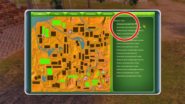 Lista celów. - GPS, menu podręczne i pory roku | Elementy gry Symulator Farmy 2014 - Symulator Farmy 2014 - poradnik do gry