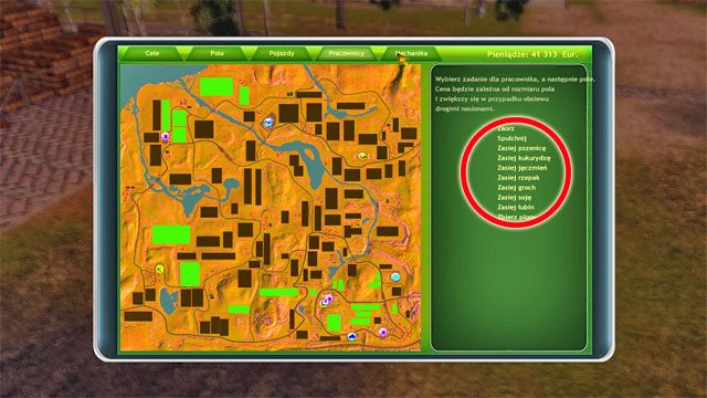 Lista dostępnych do zlecenia prac. - GPS, menu podręczne i pory roku | Elementy gry Symulator Farmy 2014 - Symulator Farmy 2014 - poradnik do gry