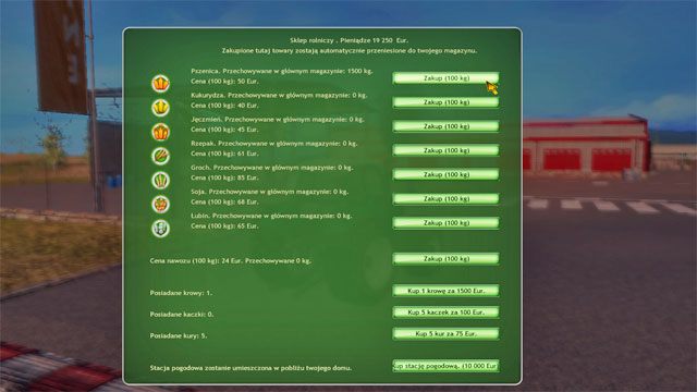 Menu sklepu rolniczego - zakup nasiona pszenicy. - Poznanie farmy i pierwsze prace | Kariera Symulator Farmy 2014 - Symulator Farmy 2014 - poradnik do gry