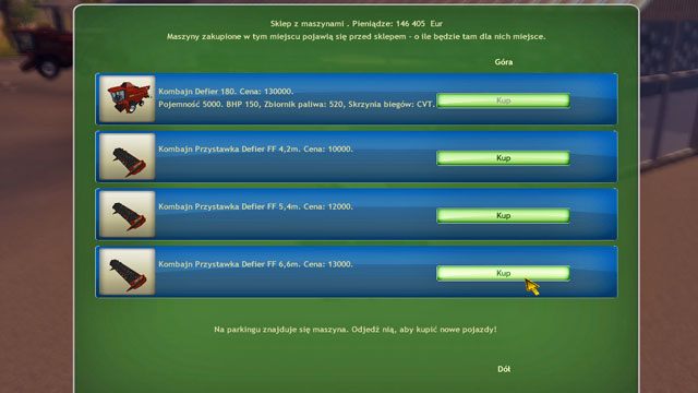 Zakup kombajn oraz jak najszerszy zespół żniwny do niego. - Poznanie farmy i pierwsze prace | Kariera Symulator Farmy 2014 - Symulator Farmy 2014 - poradnik do gry