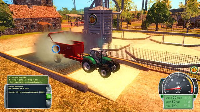 Zebrane zboże wysyp we wskazanym miejscu z znajdzie się w silosie. - Poznanie farmy i pierwsze prace | Kariera Symulator Farmy 2014 - Symulator Farmy 2014 - poradnik do gry