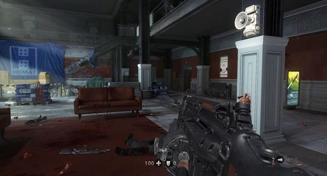 Do tego pokoju wpadniesz na początku - Powrót do London Nautiki | Misje Główne w Wolfenstein The New Order - Wolfenstein: The New Order - poradnik do gry