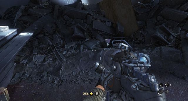 W tym miejscu w sali ze śmigłowcem - Powrót do London Nautiki | Sekrety w Wolfenstein The New Order - Wolfenstein: The New Order - poradnik do gry