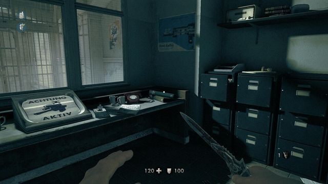 Wyłącznik systemów, a obok w szafce Szyfr - Obóz Belica | Sekrety w Wolfenstein The New Order - Wolfenstein: The New Order - poradnik do gry