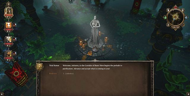Mówiąca statua podczas testu - The Initation/Infiltrating the Imaculates Las Luculla, Hiberheim - misje główne - Divinity: Grzech Pierworodny - poradnik do gry