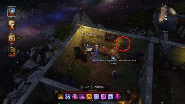 Zaznaczony na czerwono przycisk otwierający drzwi. - First Garden (Void Dragon) Dark Forest - misje główne w Divinity - Divinity: Grzech Pierworodny - poradnik do gry