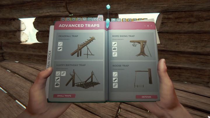 W zakładce Advanced Traps ukryte są pułapki bardziej zaawansowane, służące do obrony przed przeciwnikami. - The Forest: Pułapki małe, zaawansowane - The Forest - poradnik do gry