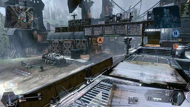 Z jednej strony na zewnątrz znajduje się punkt przejęcia, w trybie CTF będzie tam jedna z flag - Relic | Mapy w Titanfall - Titanfall - poradnik do gry
