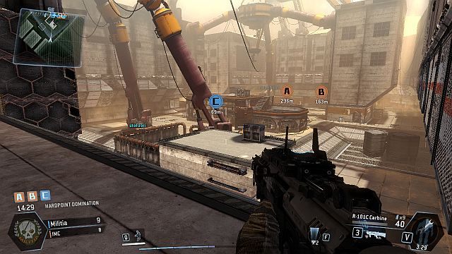 Jeden koniec mapy z widocznym punktem przejęcia - Rise | Mapy w Titanfall - Titanfall - poradnik do gry