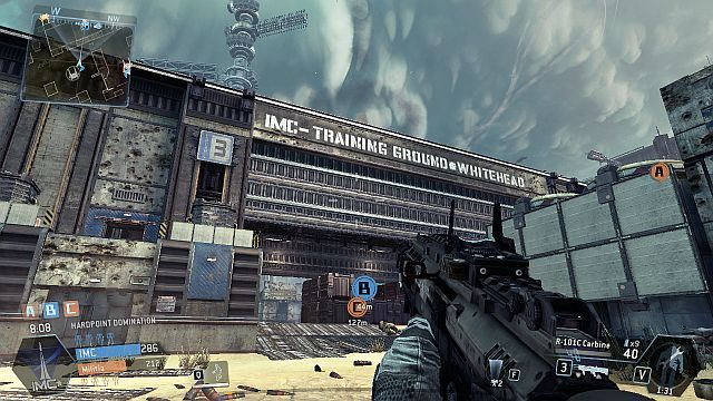 Na środku mapy znajduje się duży hangar, całkiem zabudowane pomieszczenie - Training Ground | Mapy w Titanfall - Titanfall - poradnik do gry