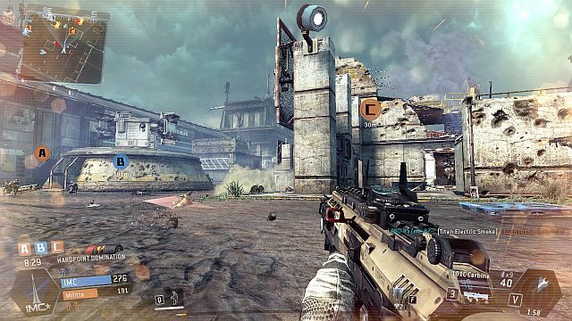 Kolejna wieżyczka znajduje się niedaleko punktu przejęcia (patrz screen) po drugiej stronie hangaru (Militia) - Training Ground | Mapy w Titanfall - Titanfall - poradnik do gry