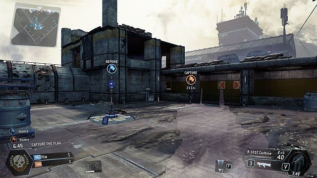 Miejsce, w którym znajduje się flaga mieści się w prawym krańcu mapy, tym razem po drugiej stronie hangaru - Training Ground | Mapy w Titanfall - Titanfall - poradnik do gry