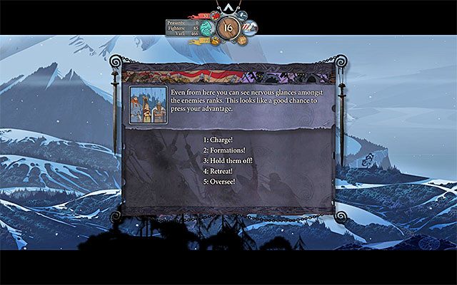 Lista możliwych poleceń dla armii - Podróż do Ridgehorn | Rozdział 3 / Chapter 3 w The Banner Saga - The Banner Saga - poradnik do gry
