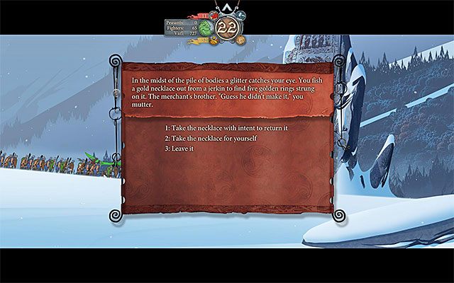 Możesz wziąć naszyjnik dla siebie lub zachować się w honorowy sposób - Podróż do Ridgehorn | Rozdział 3 / Chapter 3 w The Banner Saga - The Banner Saga - poradnik do gry
