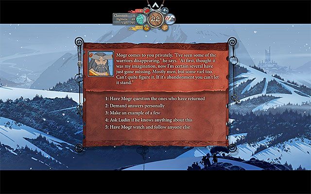 Okno opcji wyboru - Podróż do Ridgehorn | Rozdział 3 / Chapter 3 w The Banner Saga - The Banner Saga - poradnik do gry