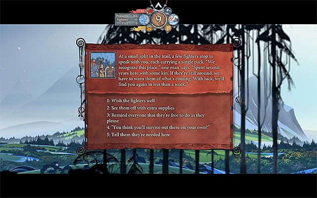 Jedno z ostatnich zdarzeń dotyczy grupy wojowników pragnących tymczasowo opuścić karawanę - Podróż do Frostvellr | Rozdział 2 / Chapter 2 w The Banner Saga - The Banner Saga - poradnik do gry