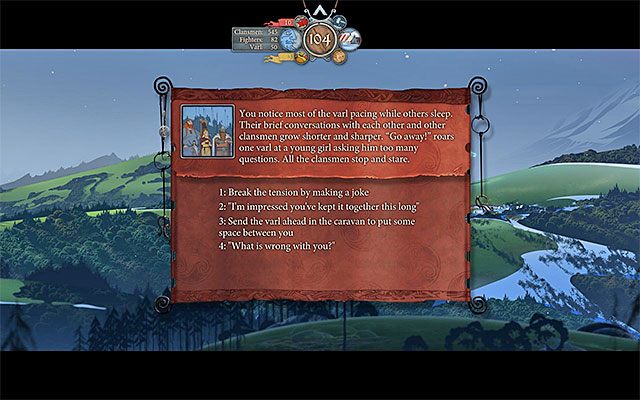 W zdarzeniu z gigantem i wystraszoną przez niego kobietą najlepiej jest pogodzić obie strony - Podróż do Sigrholm | Rozdział 6 / Chapter 6 w The Banner Saga - The Banner Saga - poradnik do gry