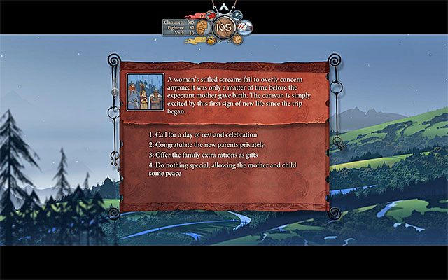W zdarzeniu dotyczącym narodzin warto wybrać ten wariant, który gwarantuje najwięcej sławy - Podróż do Sigrholm | Rozdział 6 / Chapter 6 w The Banner Saga - The Banner Saga - poradnik do gry