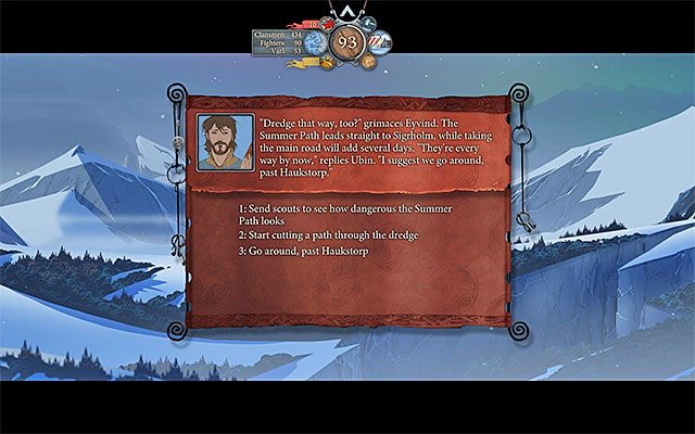 Najlepiej zignorować potwory lub stoczyć co najwyżej jedną bitwę - Ważniejsze decyzje | Ważne decyzje i mapa świata | The Banner Saga - The Banner Saga - poradnik do gry