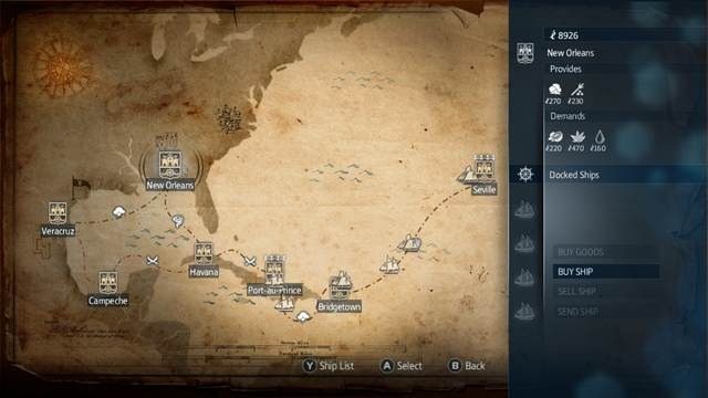 Zaznacz miasto - Handel w Assassins Creed Liberation | Inne mechanizmy rozgrywki - Assassins Creed: Liberation HD - poradnik do gry