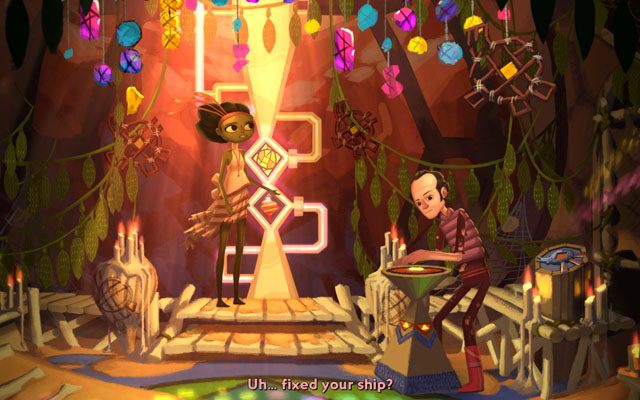 Wstaw szkła w odpowiednie otwory - Wioska | Rozdział 1 - Vella | Broken Age - Broken Age - poradnik do gry