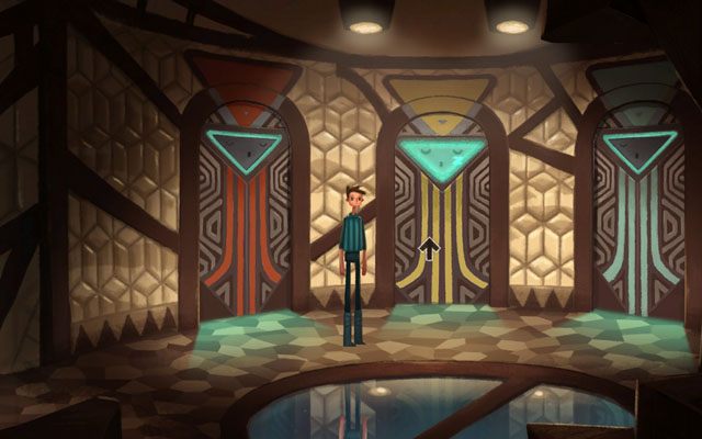 Nad pierwszym i trzecim teleportem, światła muszą zniknąć - Eksploracja statku | Rozdział 1 - Shay | Broken Age - Broken Age - poradnik do gry