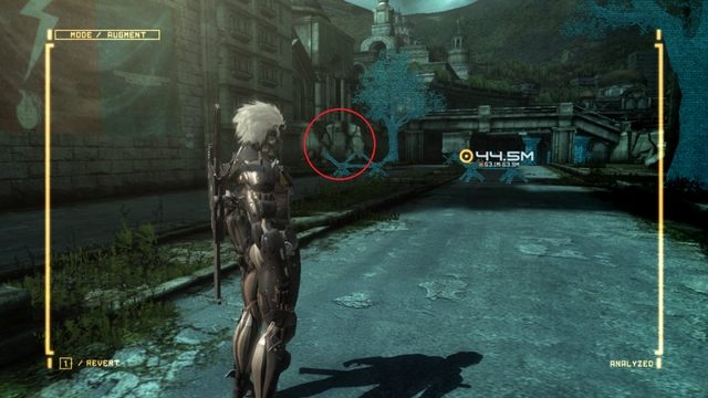 Ściana, po której musisz sie wdrapać, by dostać się do nośnika danych. - R-01 Coup dEtat | Kampania - opis przejścia Metal Gear Rising Revengeance - Metal Gear Rising: Revengeance - poradnik do gry