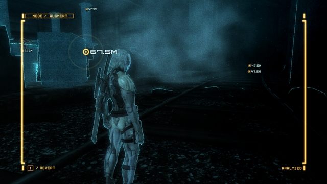 Na końcu torów, na wprost znajduje się Gekko Mimic. - R-03 Mile High | Kampania - opis przejścia Metal Gear Rising Revengeance - Metal Gear Rising: Revengeance - poradnik do gry