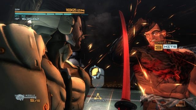 Armstrong, podobnie jak reszta bossów, wiele się nie różni od wersji z którą walczył Raiden. - Armstrong | DLC - Jetstream Sam - opis przejścia Metal Gear Rising Revengeance - Metal Gear Rising: Revengeance - poradnik do gry