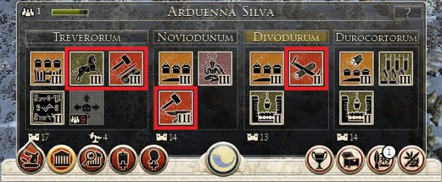 Przykładowa prowincja nastawiona na produkcję wojska. - Rozbudowa prowincji - wojsko | Porady ogólne Rome II - Cezar w Galii - Total War: Rome II - Cezar w Galii - poradnik do gry