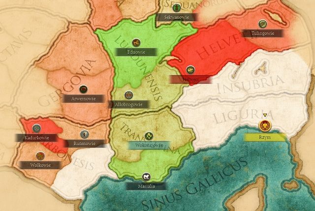 Grę rozpoczynamy od otworzenia panelu dyplomacji - Warunki zwycięstwa i pierwsze kroki | Frakcja - Rzym | Rome II - Cezar w Galii - Total War: Rome II - Cezar w Galii - poradnik do gry