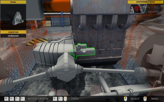 Rozrusznik znajduje się tuż obok skrzyni biegów. - Zlecenie nr 5 - Zlecenia - Pierwszy garaż - Car Mechanic Simulator 2014 - poradnik do gry