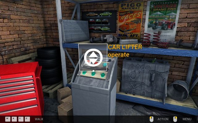 Maszyna do operowania podnośnikiem znajduje się w każdym garażu - Nawigowanie po garażu - Podstawy rozgrywki - Car Mechanic Simulator 2014 - poradnik do gry