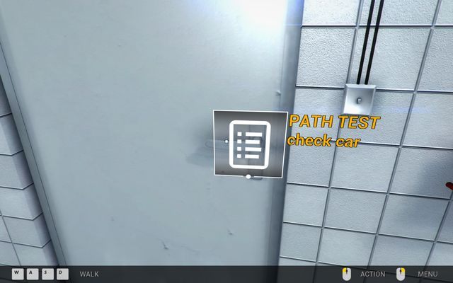 Drzwi zlokalizowane w centralnej części przeszklonej ściany prowadzą nas do ścieżki diagnostycznej, gdzie możemy przetestować każdy naprawiany samochód - Drugi garaż - Spacery po garażach - Car Mechanic Simulator 2014 - poradnik do gry