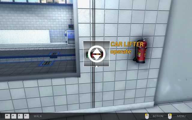 Tuż obok ulokowany jest operator podnośnika, dzięki któremu dostaniesz się do podwozia samochodu - Drugi garaż - Spacery po garażach - Car Mechanic Simulator 2014 - poradnik do gry