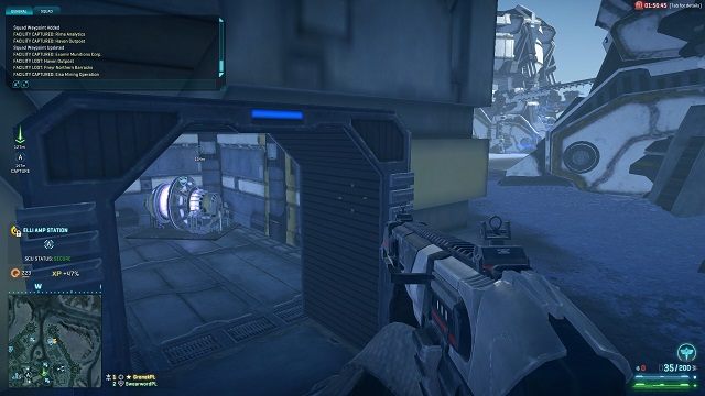 Na pierwszym planie niezbyt starannie ukryty generator, w oddali zaś potężna tarcza energetyczna. - Obiekty na mapie | Terytoria i ich zdobywanie | PlanetSide 2 - PlanetSide 2 - poradnik do gry
