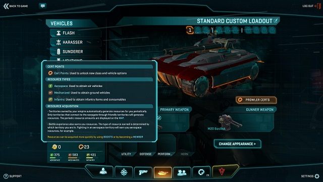 Im więcej terytoriów - tym więcej zasobów. Proste. - Zasoby | Postać oraz jej rozwój | PlanetSide 2 - PlanetSide 2 - poradnik do gry