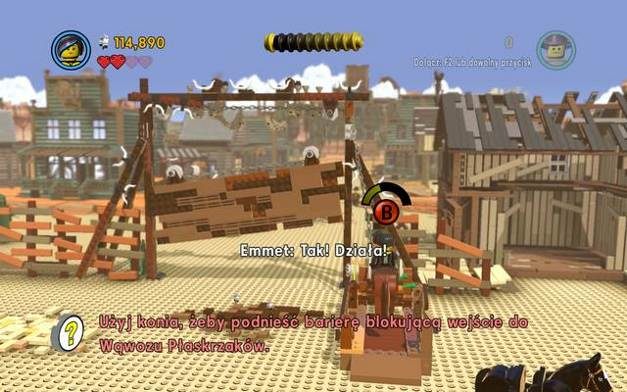 Otwórz bramę biegnąc koniem na bieżni - Wąwóz Płaskrzaków | Wątek fabularny w LEGO Przygoda gra wideo - LEGO Przygoda gra wideo - poradnik do gry