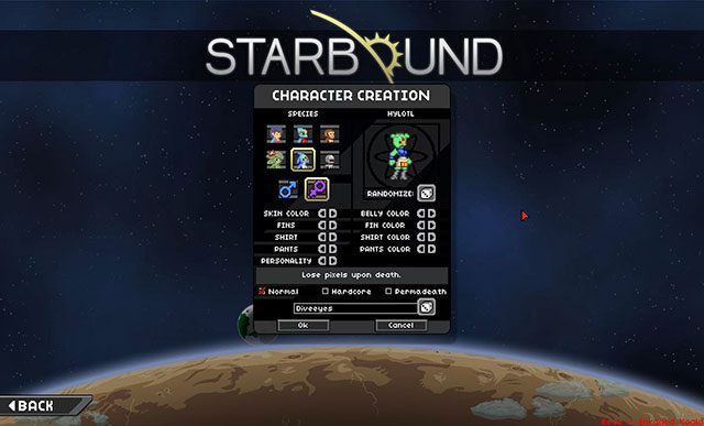 Ekran tworzenia postaci - Rasy w Starbound | Przewodnik Nowicjusza - Starbound - poradnik do gry