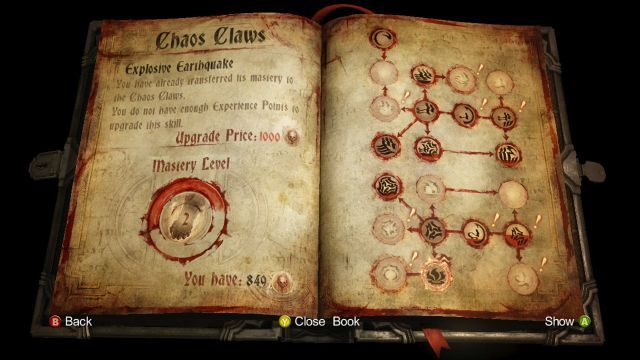 Okno rozwoju Szponów Chaosu. - Chaos Claws | Uzbrojenie i ulepszenia | Castlevania Lords of Shadow 2 - Castlevania: Lords of Shadow 2 - poradnik do gry