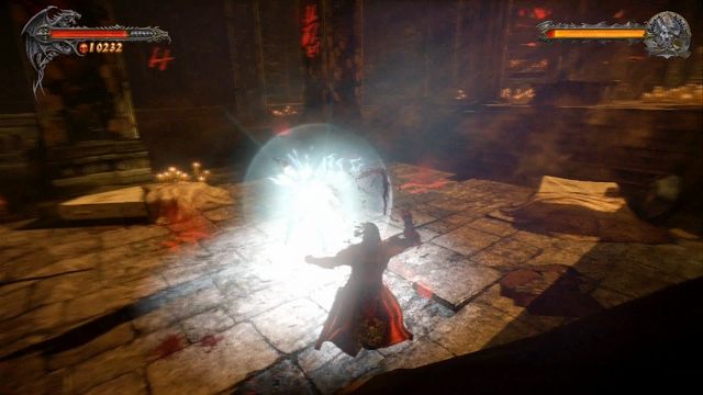 Wróg też może używać zsynchronizowanego bloku - w dodatku nie możesz korzystać ze swoich mocy. - Hooded Man | Bossowie | Castlevania Lords of Shadow 2 - Castlevania: Lords of Shadow 2 - poradnik do gry