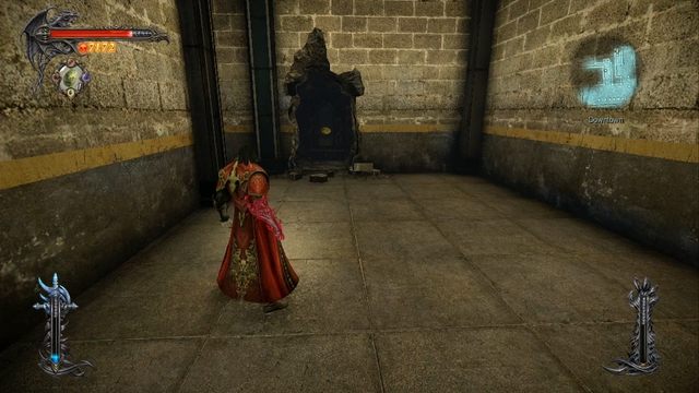 Na wprost, w dziurze w ścianie, mechanizm na Klucz Podziemi. - Misja 8 - The Hooded Man | Stosy Ofiarne i Klucze Podziemi - I przejście - Castlevania: Lords of Shadow 2 - poradnik do gry