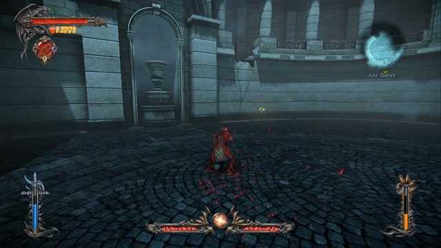Pękniecie kamiennej balustrady widoczne na wprost - na górze Stos Ofiarny. - Arts District | Znajdźki - drugie podejście | Castlevania Lords of Shadow 2 - Castlevania: Lords of Shadow 2 - poradnik do gry