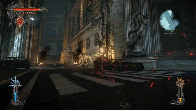 Wdrap się na górę rusztowania, by dojść do ostatniej znajdźki w tej dzielnicy. - Arts District | Znajdźki - drugie podejście | Castlevania Lords of Shadow 2 - Castlevania: Lords of Shadow 2 - poradnik do gry